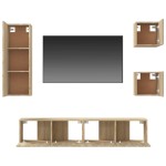 vidaXL Set dulap TV, 5 piese, stejar sonoma, lemn prelucrat vidaXL Set dulap TV, 5 piese, stejar sonoma, lemn prelucrat