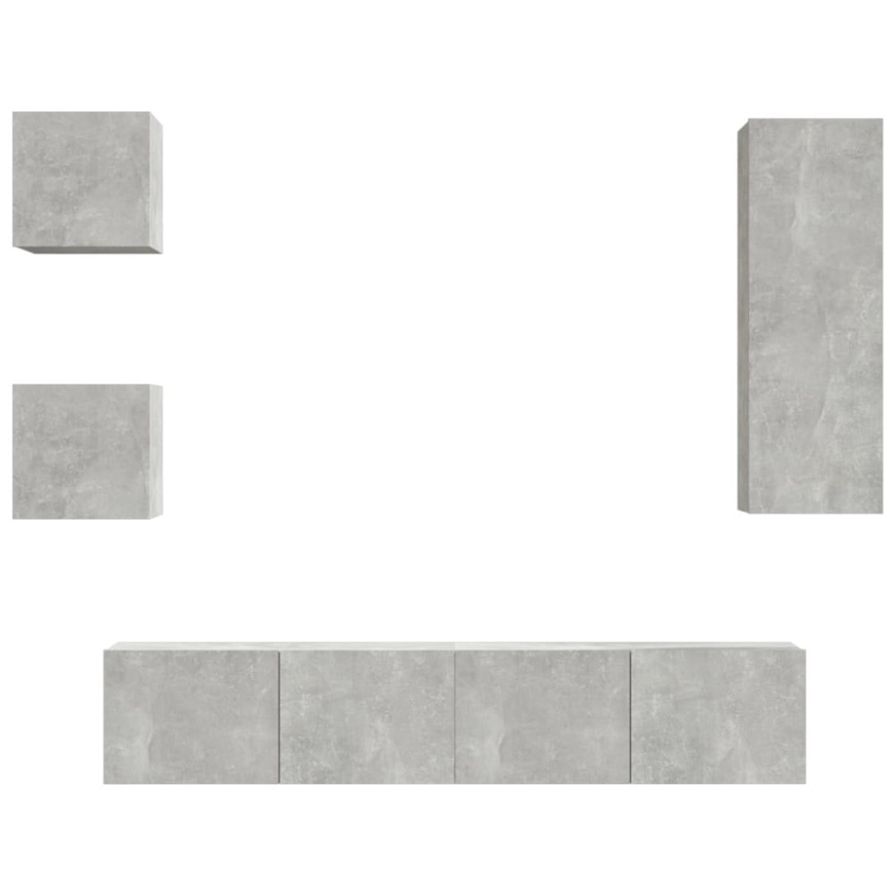 vidaXL Set dulap TV, 5 piese, gri beton, lemn prelucrat