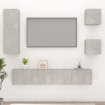vidaXL Set dulap TV, 5 piese, gri beton, lemn prelucrat vidaXL Set dulap TV, 5 piese, gri beton, lemn prelucrat