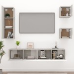 vidaXL Set dulap TV, 5 piese, gri beton, lemn prelucrat vidaXL Set dulap TV, 5 piese, gri beton, lemn prelucrat