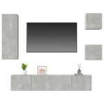 vidaXL Set dulap TV, 5 piese, gri beton, lemn prelucrat vidaXL Set dulap TV, 5 piese, gri beton, lemn prelucrat