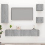 vidaXL Set dulapuri TV, 5 piese, gri sonoma, lemn prelucrat vidaXL Set dulapuri TV, 5 piese, gri sonoma, lemn prelucrat