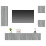 vidaXL Set dulapuri TV, 5 piese, gri sonoma, lemn prelucrat vidaXL Set dulapuri TV, 5 piese, gri sonoma, lemn prelucrat