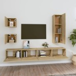 vidaXL Set dulap TV, 5 piese, stejar sonoma, lemn prelucrat vidaXL Set dulap TV, 5 piese, stejar sonoma, lemn prelucrat