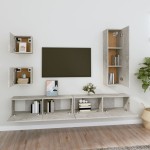 vidaXL Set dulap TV, 5 piese, gri beton, lemn prelucrat vidaXL Set dulap TV, 5 piese, gri beton, lemn prelucrat