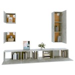 vidaXL Set dulap TV, 5 piese, gri beton, lemn prelucrat vidaXL Set dulap TV, 5 piese, gri beton, lemn prelucrat