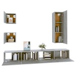 vidaXL Set dulapuri TV, 5 piese, gri sonoma, lemn prelucrat vidaXL Set dulapuri TV, 5 piese, gri sonoma, lemn prelucrat