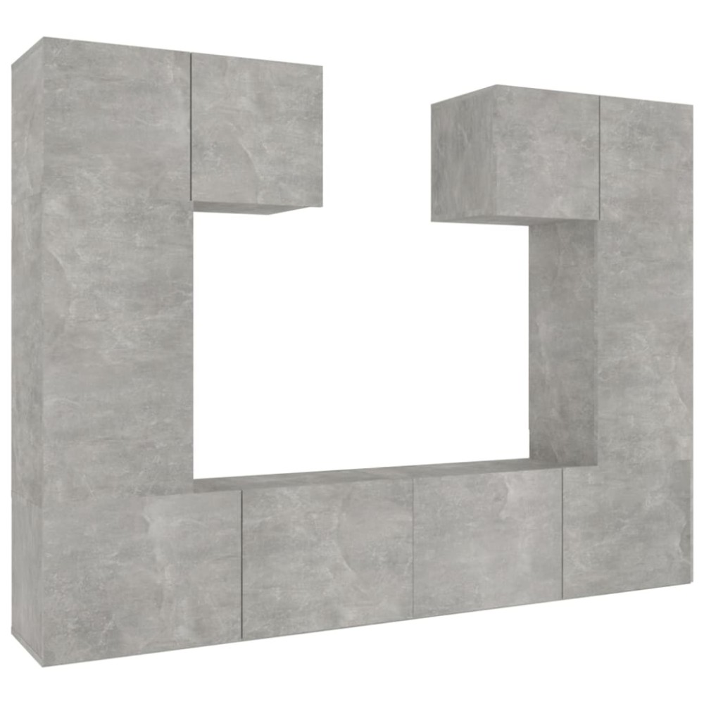 vidaXL Set dulap TV, 6 piese, gri beton, lemn prelucrat