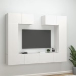 vidaXL Set dulap TV, 6 piese, alb, lemn prelucrat vidaXL Set dulap TV, 6 piese, alb, lemn prelucrat