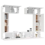 vidaXL Set dulap TV, 6 piese, alb, lemn prelucrat vidaXL Set dulap TV, 6 piese, alb, lemn prelucrat