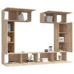 vidaXL Set dulap TV, 6 piese, stejar sonoma, lemn prelucrat vidaXL Set dulap TV, 6 piese, stejar sonoma, lemn prelucrat