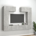 vidaXL Set dulap TV, 6 piese, gri beton, lemn prelucrat vidaXL Set dulap TV, 6 piese, gri beton, lemn prelucrat