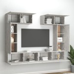 vidaXL Set dulap TV, 6 piese, gri beton, lemn prelucrat vidaXL Set dulap TV, 6 piese, gri beton, lemn prelucrat