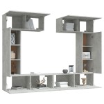 vidaXL Set dulap TV, 6 piese, gri beton, lemn prelucrat vidaXL Set dulap TV, 6 piese, gri beton, lemn prelucrat