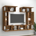 vidaXL Set dulapuri TV, 6 piese, stejar fumuriu, lemn prelucrat