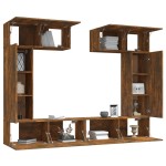vidaXL Set dulapuri TV, 6 piese, stejar fumuriu, lemn prelucrat