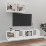 vidaXL Set comodă TV, 3 piese, alb, lemn prelucrat vidaXL Set comodă TV, 3 piese, alb, lemn prelucrat