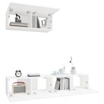 vidaXL Set comodă TV, 3 piese, alb, lemn prelucrat vidaXL Set comodă TV, 3 piese, alb, lemn prelucrat