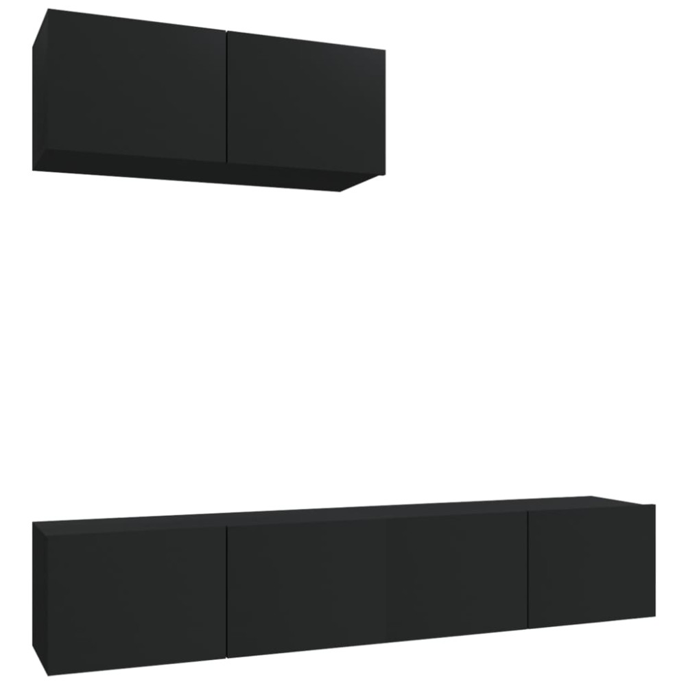 vidaXL Set dulapuri TV, 3 piese, negru, lemn prelucrat