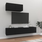 vidaXL Set dulapuri TV, 3 piese, negru, lemn prelucrat vidaXL Set dulapuri TV, 3 piese, negru, lemn prelucrat
