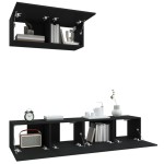 vidaXL Set dulapuri TV, 3 piese, negru, lemn prelucrat vidaXL Set dulapuri TV, 3 piese, negru, lemn prelucrat