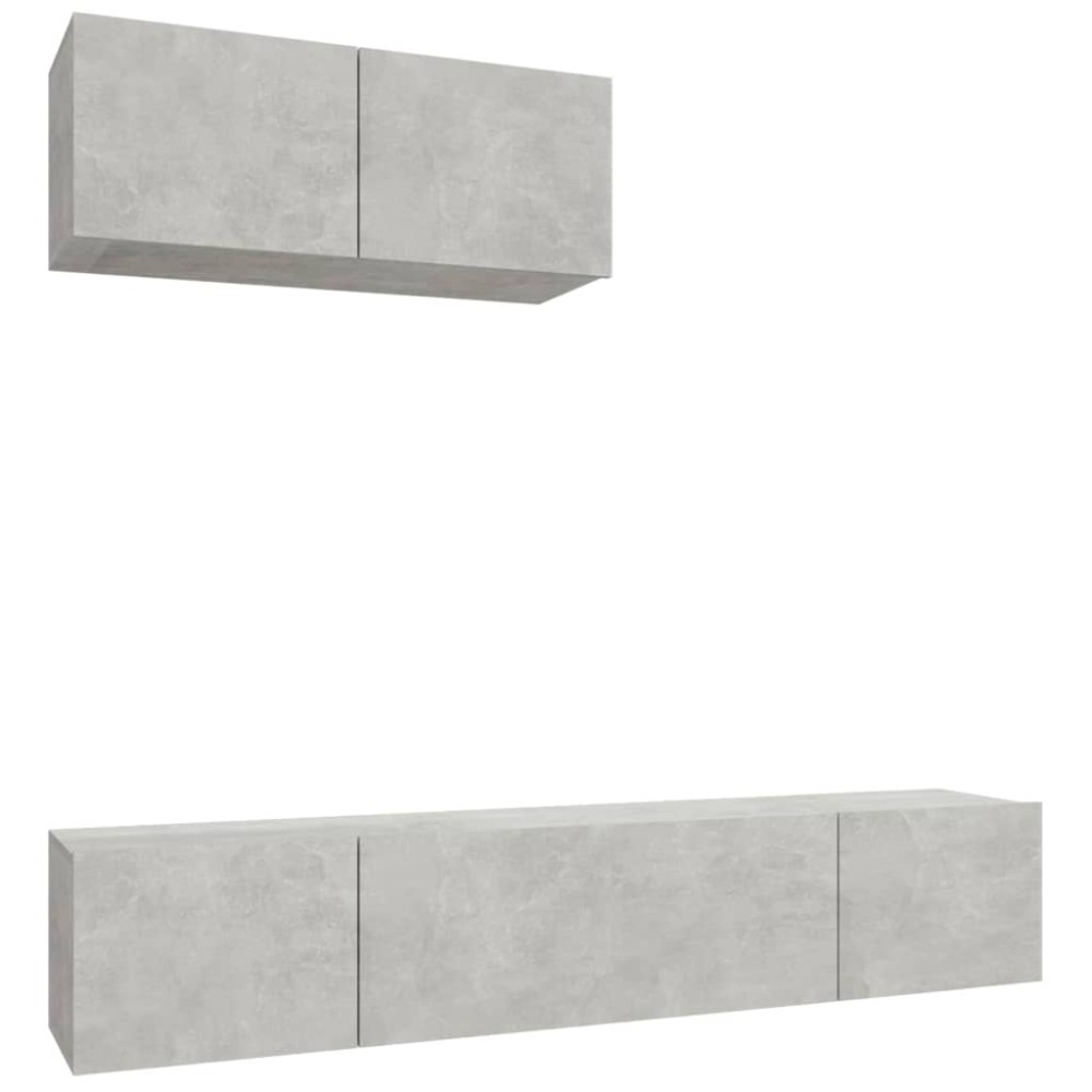 vidaXL Set dulapuri TV, 3 piese, gri beton, lemn prelucrat