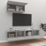 vidaXL Set dulapuri TV, 3 piese, gri beton, lemn prelucrat vidaXL Set dulapuri TV, 3 piese, gri beton, lemn prelucrat