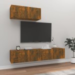 vidaXL Set dulapuri TV, 3 piese, stejar fumuriu, lemn prelucrat vidaXL Set dulapuri TV, 3 piese, stejar fumuriu, lemn prelucrat