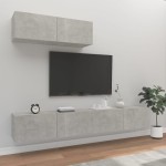 vidaXL Set dulapuri TV, 3 piese, gri beton, lemn prelucrat vidaXL Set dulapuri TV, 3 piese, gri beton, lemn prelucrat