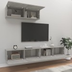 vidaXL Set dulapuri TV, 3 piese, gri beton, lemn prelucrat vidaXL Set dulapuri TV, 3 piese, gri beton, lemn prelucrat