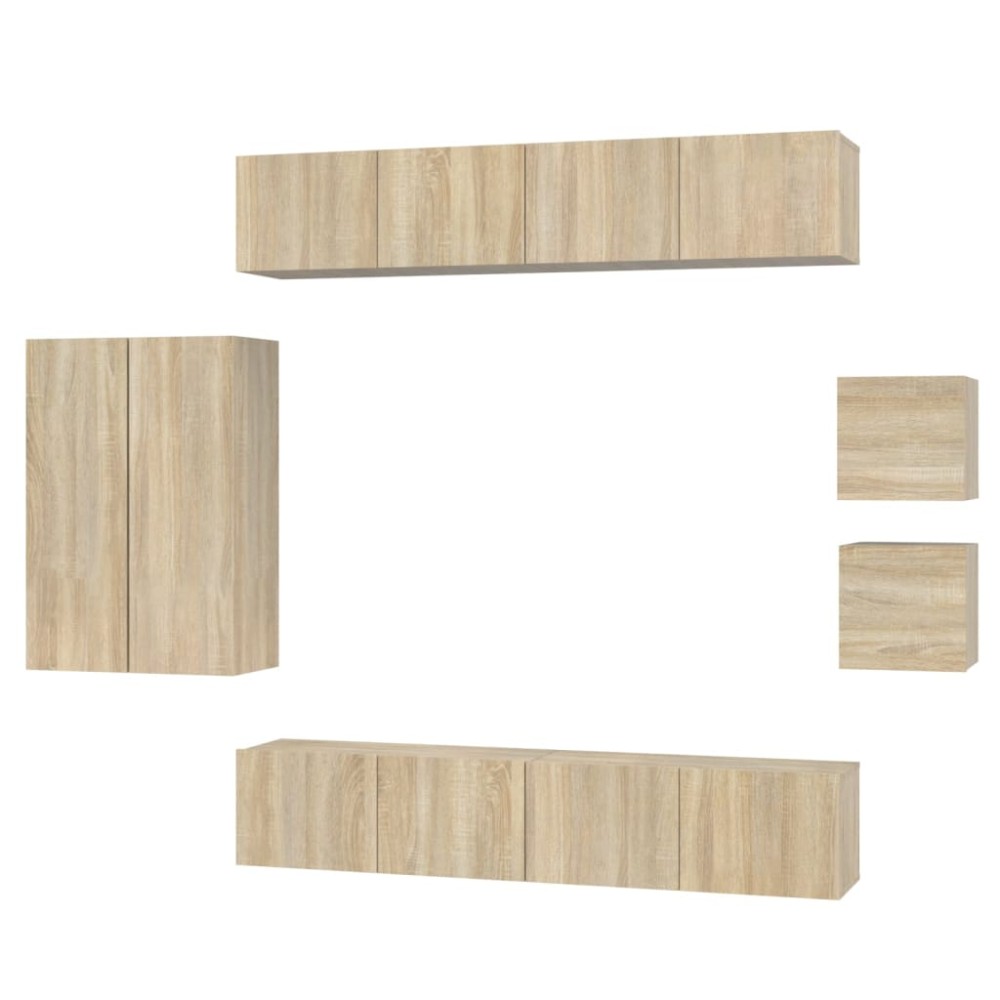 vidaXL Set dulap TV, 8 piese, stejar sonoma, lemn prelucrat