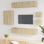 vidaXL Set dulap TV, 8 piese, stejar sonoma, lemn prelucrat vidaXL Set dulap TV, 8 piese, stejar sonoma, lemn prelucrat