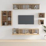 vidaXL Set dulap TV, 8 piese, stejar sonoma, lemn prelucrat vidaXL Set dulap TV, 8 piese, stejar sonoma, lemn prelucrat