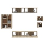 vidaXL Set dulap TV, 8 piese, stejar sonoma, lemn prelucrat vidaXL Set dulap TV, 8 piese, stejar sonoma, lemn prelucrat