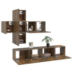 vidaXL Set comodă TV, 7 piese, stejar fumuriu, lemn compozit vidaXL Set comodă TV, 7 piese, stejar fumuriu, lemn compozit