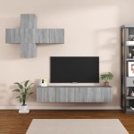 vidaXL Set comode TV, 7 piese, gri sonoma, lemn compozit vidaXL Set comode TV, 7 piese, gri sonoma, lemn compozit
