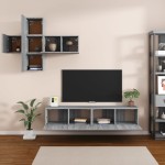 vidaXL Set comode TV, 7 piese, gri sonoma, lemn compozit vidaXL Set comode TV, 7 piese, gri sonoma, lemn compozit