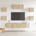 vidaXL Set dulapuri TV, 7 piese, stejar sonoma, lemn prelucrat