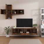 vidaXL Set comodă TV, 7 piese, stejar fumuriu, lemn compozit vidaXL Set comodă TV, 7 piese, stejar fumuriu, lemn compozit