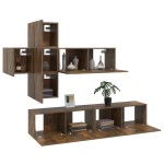 vidaXL Set comodă TV, 7 piese, stejar fumuriu, lemn compozit vidaXL Set comodă TV, 7 piese, stejar fumuriu, lemn compozit