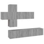 vidaXL Set comode TV, 7 piese, gri sonoma, lemn compozit vidaXL Set comode TV, 7 piese, gri sonoma, lemn compozit