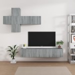 vidaXL Set comode TV, 7 piese, gri sonoma, lemn compozit vidaXL Set comode TV, 7 piese, gri sonoma, lemn compozit