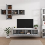 vidaXL Set comode TV, 7 piese, gri sonoma, lemn compozit vidaXL Set comode TV, 7 piese, gri sonoma, lemn compozit