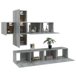 vidaXL Set comode TV, 7 piese, gri sonoma, lemn compozit vidaXL Set comode TV, 7 piese, gri sonoma, lemn compozit