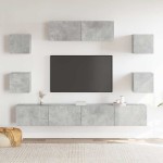 vidaXL Set dulapuri TV, 7 piese, gri beton, lemn prelucrat