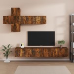vidaXL Set comodă TV, 7 piese, stejar fumuriu, lemn compozit vidaXL Set comodă TV, 7 piese, stejar fumuriu, lemn compozit