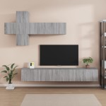 vidaXL Set comode TV, 7 piese, gri sonoma, lemn compozit vidaXL Set comode TV, 7 piese, gri sonoma, lemn compozit