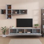 vidaXL Set comode TV, 7 piese, gri sonoma, lemn compozit vidaXL Set comode TV, 7 piese, gri sonoma, lemn compozit