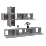 vidaXL Set comode TV, 7 piese, gri sonoma, lemn compozit vidaXL Set comode TV, 7 piese, gri sonoma, lemn compozit