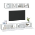 vidaXL Set dulap TV, 4 piese, alb, lemn prelucrat vidaXL Set dulap TV, 4 piese, alb, lemn prelucrat
